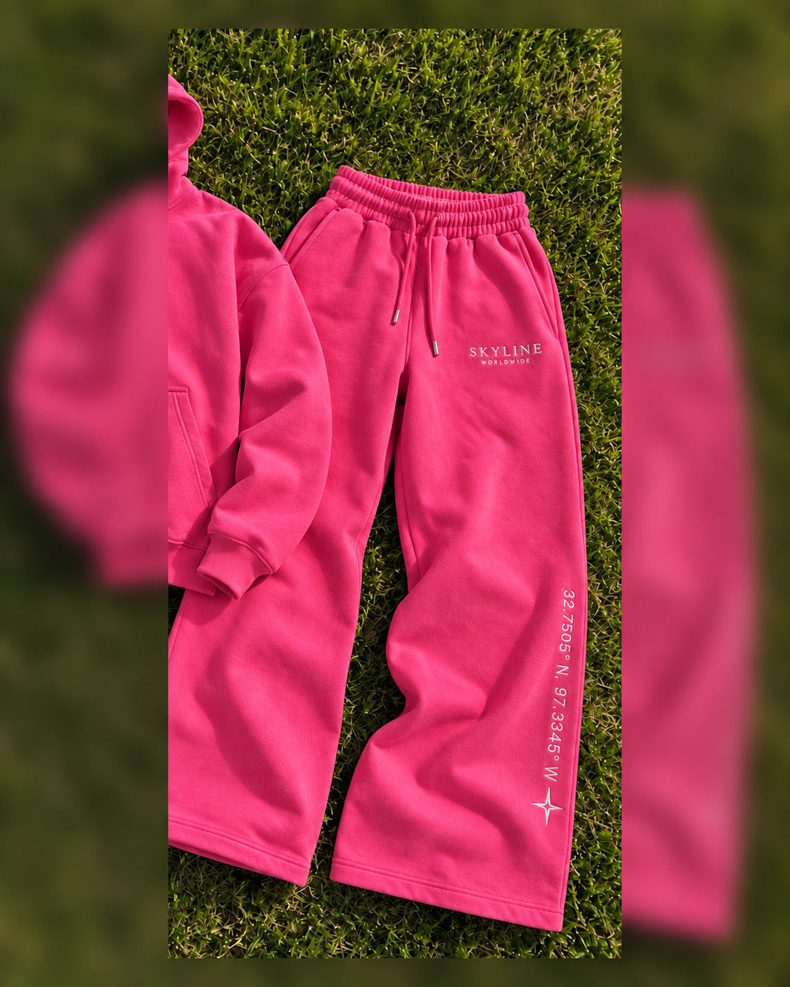 Front of Skyline Pink wide-leg sweatpants